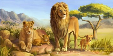Animal Painting - dibujos animados de león
